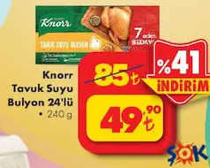 KNORR TAVUK SUYU BULYON 24'LÜ fiyat ve kampanya bilgisi